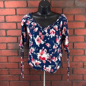 Gypsies & Moondust Women's Medium Floral Quarter‎ Sleeve Top – Boho Chic